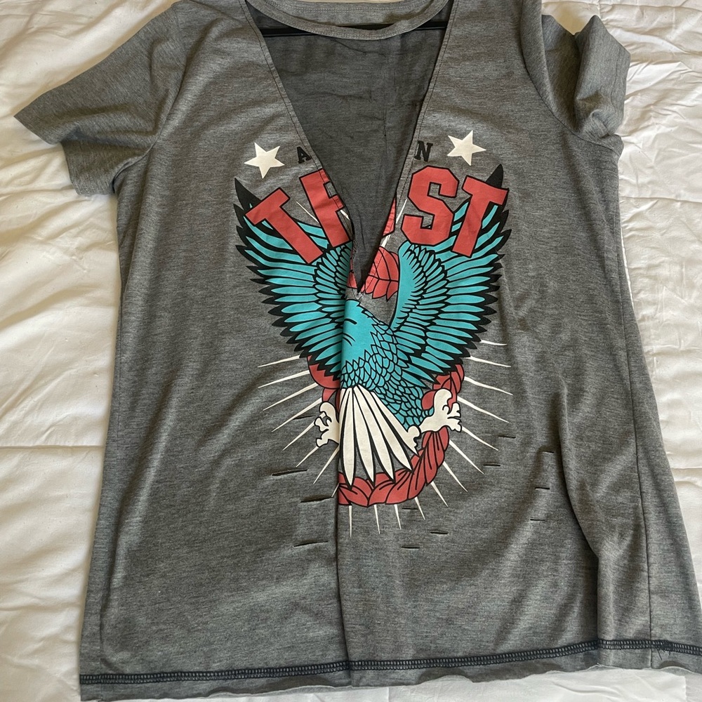 Deep V sheer shirt